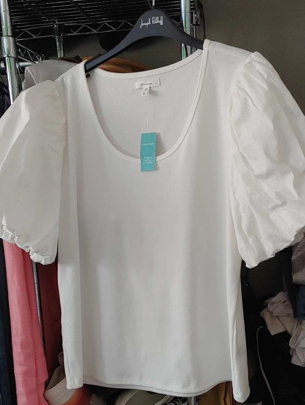 Maurices White Puff Sleeve Scoop Neck Top